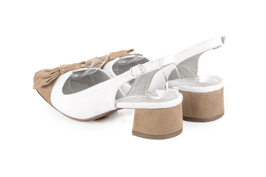 French elegance and refinement for these tan beige and pure white dress slingback shoes, with a knot, 
                available in many subtle leather and colour combinations. The pretty French spirit of this beautiful pump will accompany your steps nicely and comfortably.
To be personalized or not, with your materials and colors.  
                Matching clutches for parties, ceremonies and weddings.   
                You can customize these shoes to perfectly match your tastes or needs, and have a unique model.  
                Choice of leathers, colours, knots and heels. 
                Wide range of materials and shades carefully chosen.  
                Rich collection of flat, low, mid and high heels.  
                Small and large shoe sizes - Florence KOOIJMAN